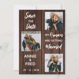 Rustieke bruiloft huisdier foto hond save the date