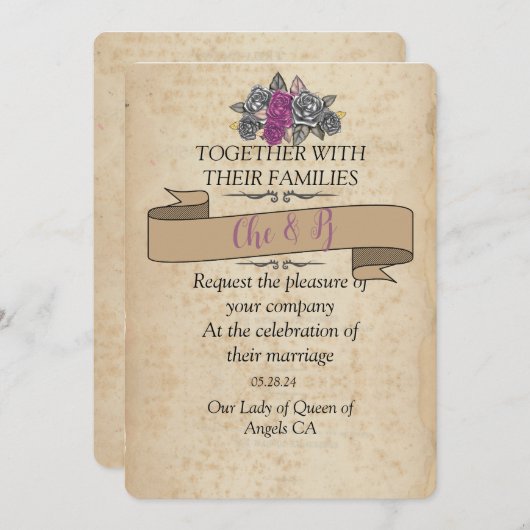 Rustieke bruiloft Kaart uitnodiging (Voorkant / Achterkant)