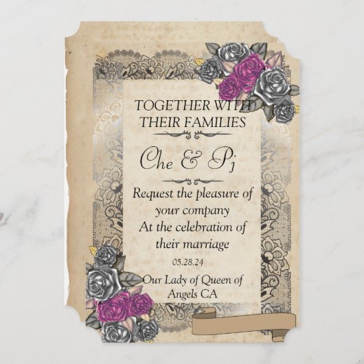 Rustieke bruiloft Kaart uitnodiging (Voorkant / Achterkant)