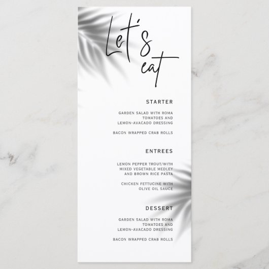 Rustieke bruiloft kalligrafie Laten we eten diner Menu (Voorkant)