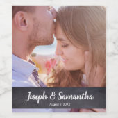 Rustieke bruiloft krijtbord Etsen Script Foto Wijn Etiket (Enkel label)