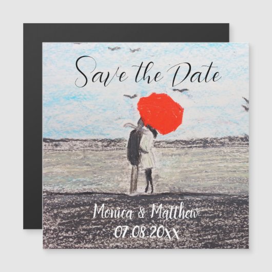 Rustieke bruiloft liefde paar rode paraplu (Voorkant / Achterkant)