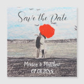 Rustieke bruiloft liefde paar rode paraplu (Voorkant)