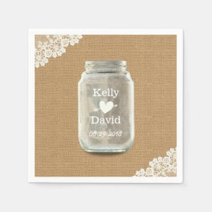 Rustieke bruiloft Mason Jar Burlap & Lace Servet