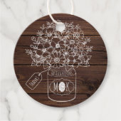 Rustieke bruiloft Mason Jar Wildbloemen Boeket hou Bedankjes Labels (Voorkant)