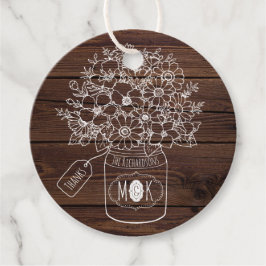 Rustieke bruiloft Mason Jar Wildbloemen Boeket hou Bedankjes Labels