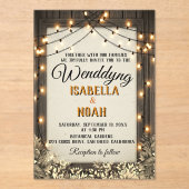 Rustieke bruiloft met  bloemen en bladeren acryl uitnodigingen (Voorkant)