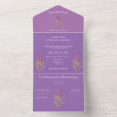 Rustieke bruiloft met lavendel all in one uitnodiging (Binnen)