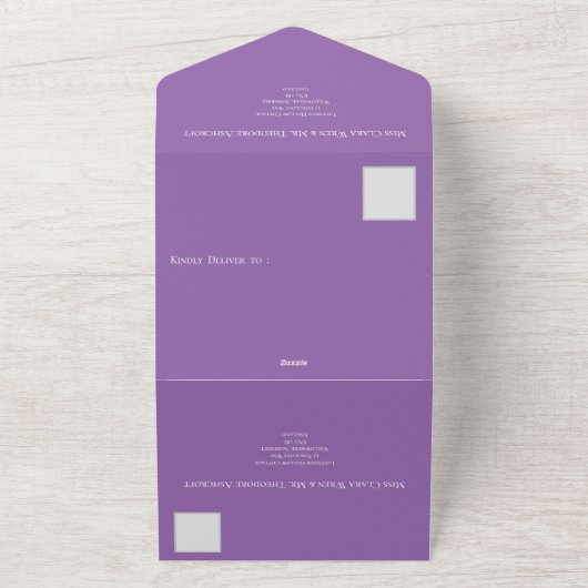 Rustieke bruiloft met lavendel all in one uitnodiging (Buitenkant)