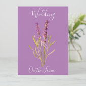Rustieke bruiloft met lavendel kaart (Staand voorkant)