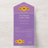 Rustieke bruiloft met zonnebloemen all in one uitnodiging (Binnen)