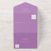 Rustieke bruiloft met zonnebloemen - paarse All In All In One Uitnodiging (Buiten)