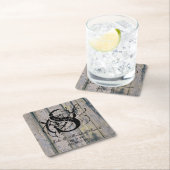 Rustieke bruiloft Monogram Hout Achtergrond Onderz Kartonnen Onderzetters (Insitu)