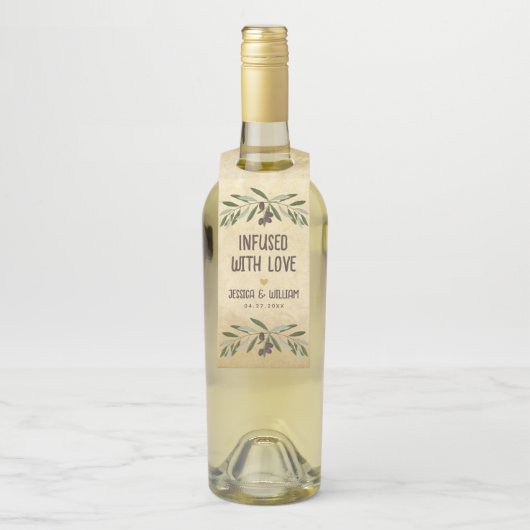 Rustieke bruiloft Olijfolie gunsten doordrenkt met Flessenhanger (Op fles)