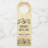 Rustieke bruiloft Olijfolie gunsten doordrenkt met Flessenhanger (Achterkant)