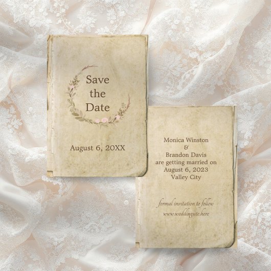Rustieke bruiloft oud papier Save the Date Kaart