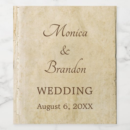 Rustieke bruiloft oude papieren wijnfles etiketten (Enkel label)