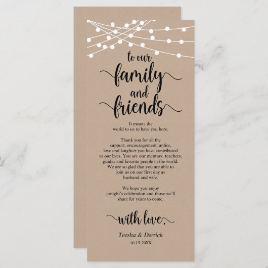 Rustieke bruiloft plaats instelling dank u kaart (Voorkant / Achterkant)