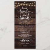 Rustieke bruiloft plaats instelling dank u kaart (Voorkant)