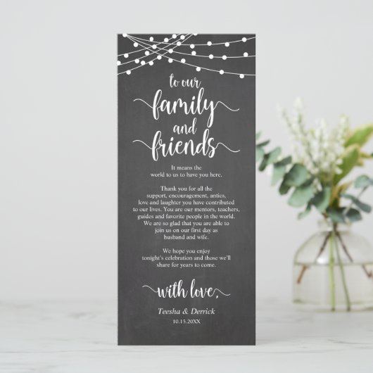 Rustieke bruiloft plaats instelling dank u kaart (Staand voorkant)