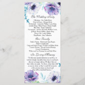 Rustieke bruiloft programma Anemone Waterverf Flow Programmakaart (Achterkant)