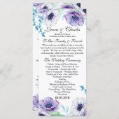 Rustieke bruiloft programma Anemone Waterverf Flow Programmakaart (Voorkant / Achterkant)