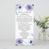 Rustieke bruiloft programma Anemone Waterverf Flow Programmakaart (Staand voorkant)