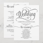 Rustieke bruiloft programma kaart 5x7 kalligrafie  (Voorkant / Achterkant)