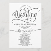 Rustieke bruiloft programma kaart 5x7 kalligrafie  (Voorkant)