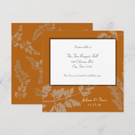 Rustieke bruiloft receptie Kaart (Voorkant / Achterkant)