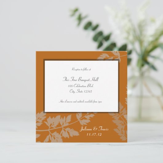 Rustieke bruiloft receptie Kaart (Staand voorkant)