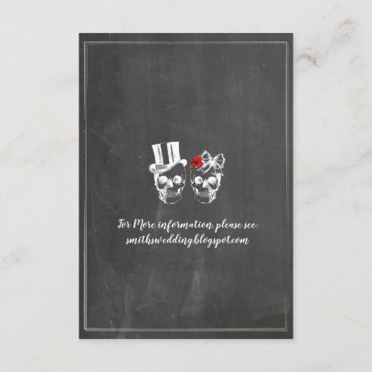 Rustieke bruiloft receptie Kaarten schedels Roos k (Achterkant)