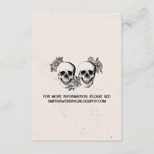 Rustieke bruiloft receptie Kaarten schedels Rozen (Achterkant)