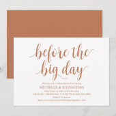 Rustieke bruiloft repetitie diner, koper thema kaart (Voorkant / Achterkant)