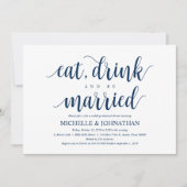 Rustieke bruiloft repetitie diner, marineblauw kaart (Voorkant)