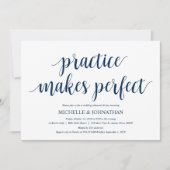 Rustieke bruiloft repetitie diner, marineblauw kaart (Voorkant)