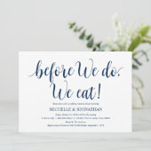 Rustieke bruiloft repetitie diner, marineblauw kaart (Staand voorkant)