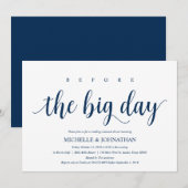 Rustieke bruiloft repetitie diner, marineblauw kaart (Voorkant / Achterkant)