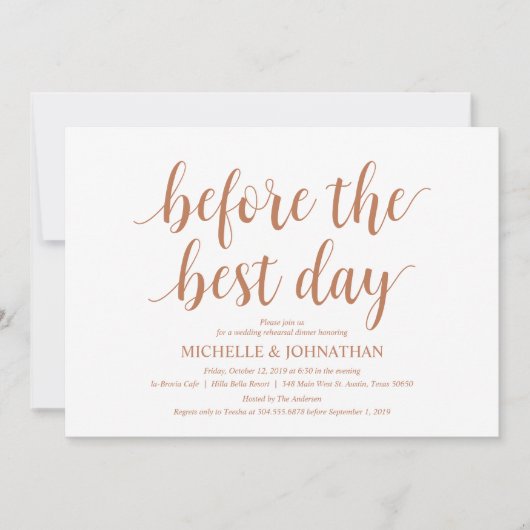 Rustieke bruiloft repetitie diner, modern koper kaart (Voorkant)