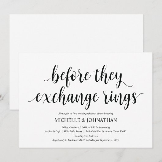 Rustieke bruiloft repetitie diner uitnodigingskaar kaart (Voorkant / Achterkant)