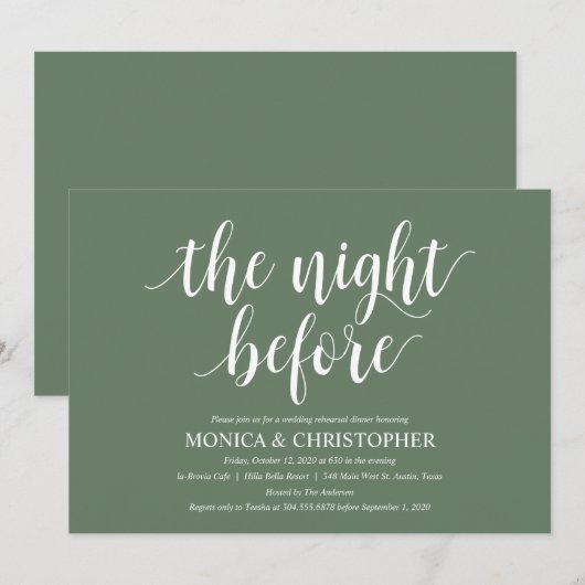 Rustieke bruiloft repetitie diner viering kaart (Voorkant / Achterkant)