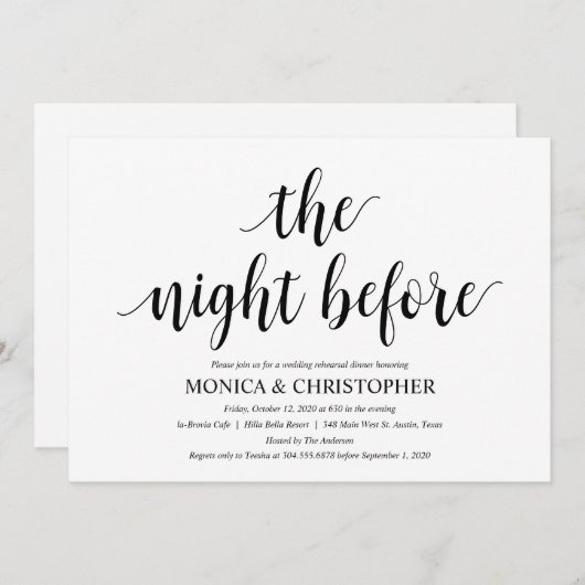 Rustieke bruiloft repetitie Dinner Invitation Kaar Kaart (Voorkant / Achterkant)