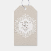 Rustieke bruiloft Romantische  kant doily Cadeaulabel (Achterkant)