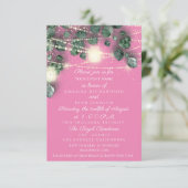 Rustieke Bruiloft Roze Gouden Confetti Jars Lights Kaart (Staand voorkant)