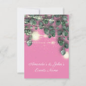 Rustieke Bruiloft Roze Gouden Confetti Jars Lights Kaart (Achterkant)