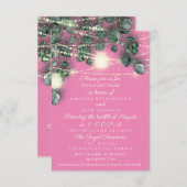 Rustieke Bruiloft Roze Gouden Confetti Jars Lights Kaart (Voorkant / Achterkant)