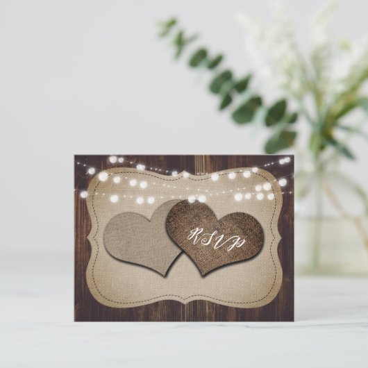 Rustieke Bruiloft RSVP Briefkaart Maaltijd Keuze (Staand voorkant)