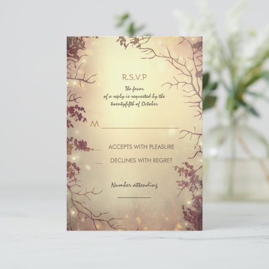 Rustieke bruiloft RSVP kaarten (Staand voorkant)