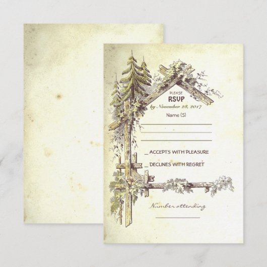 Rustieke bruiloft RSVP Kaarten Kaartje (Voorkant / Achterkant)