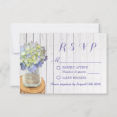 Rustieke bruiloft RSVP Mason Jar & Hydrangea (Voorkant)